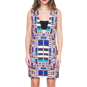 Mara Hoffman Multicolored Geometric Print Bandeau Shift Dress Large Bohemian